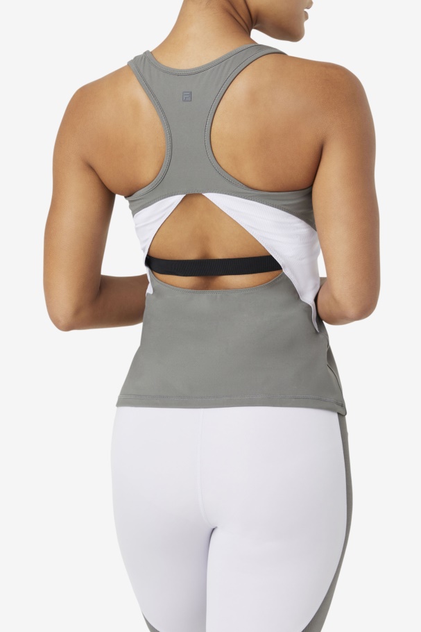 Fila UK Uplift Open Racerback Tank Top Gargoyle/Lavender Blue