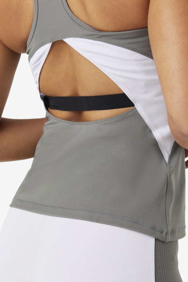 Fila UK Uplift Open Racerback Tank Top Gargoyle/Lavender Blue