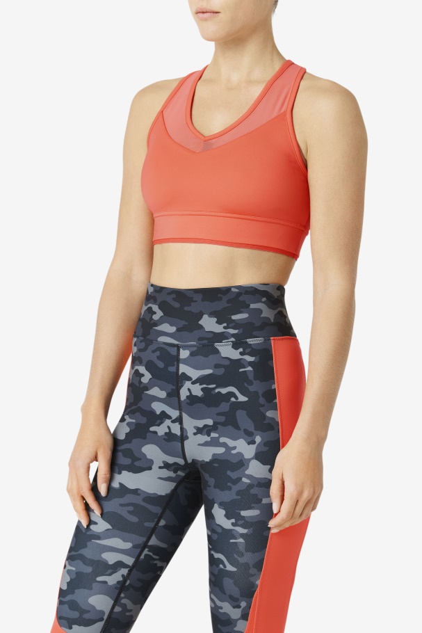 Hot Coral Uplift Racerback Bra Top Fila UK