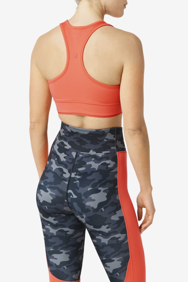 Hot Coral Uplift Racerback Bra Top Fila UK