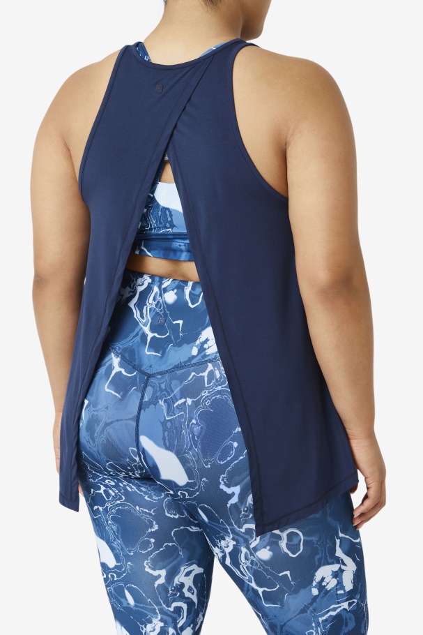 Fila UK Fi-Lux Open Back Tank Top Navy