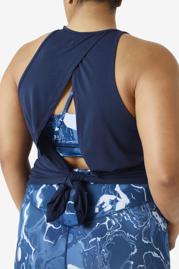 Fila UK Fi-Lux Open Back Tank Top Navy