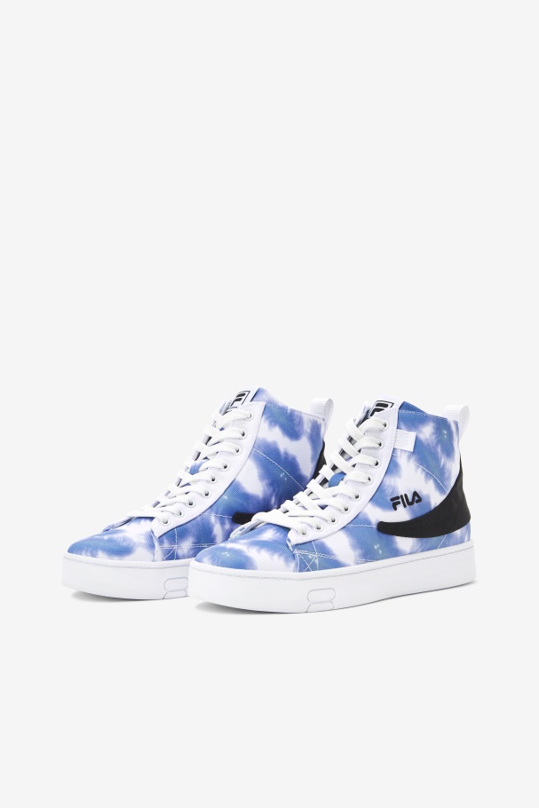 White/Bright Cobalt/Storm Blue Women\'s Gennaio Tie Dye Fila UK