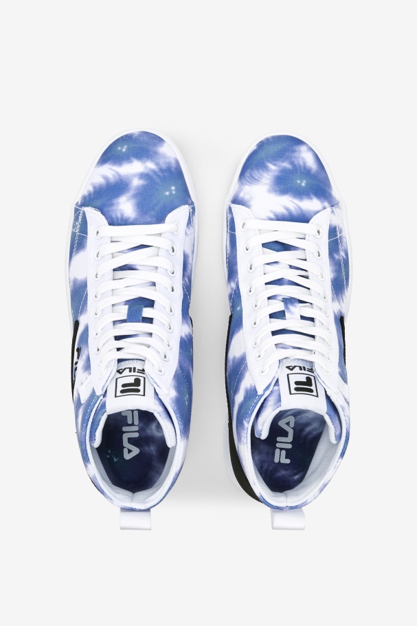 White/Bright Cobalt/Storm Blue Women\'s Gennaio Tie Dye Fila UK