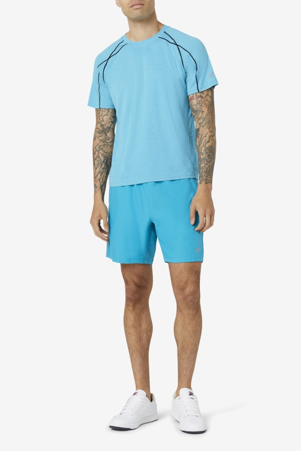 Fila UK Pickleball Short Sleeve Crew Caribbean Sea Heather/Black