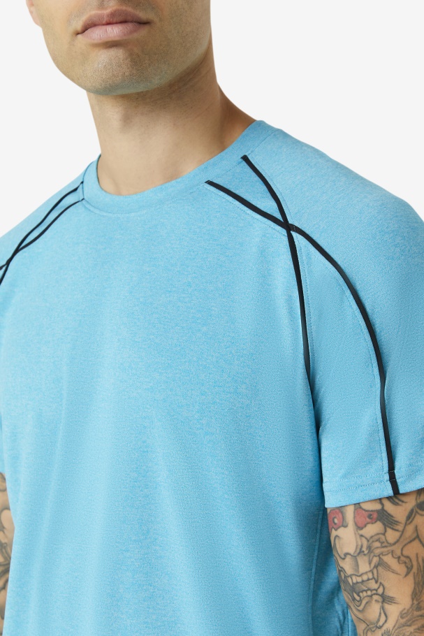 Fila UK Pickleball Short Sleeve Crew Caribbean Sea Heather/Black