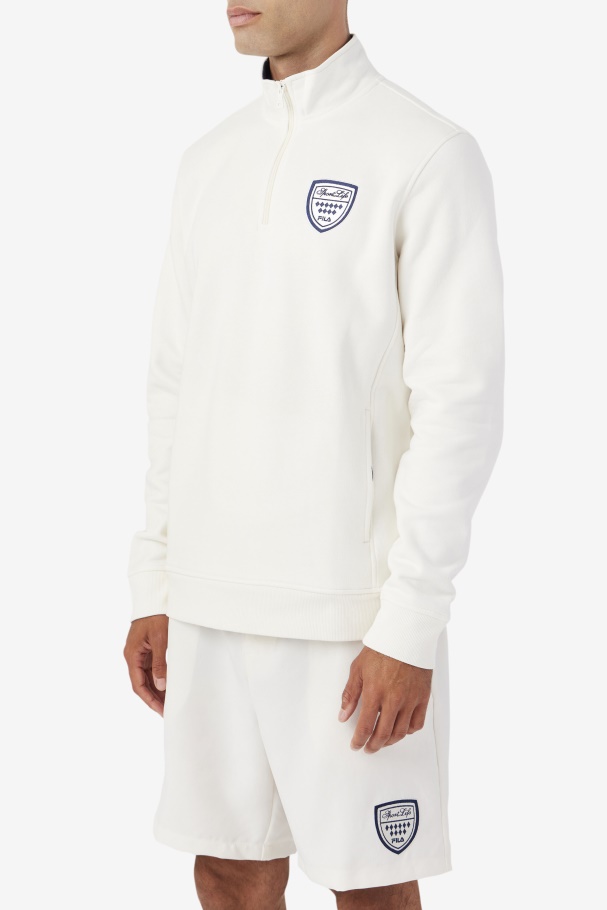 Fila UK Nima 1/4 Zip Sweatshirt Gardenia/Navy/June Bug