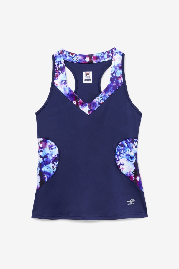 Pickleball Halter Tank Fila UK Navy Print/Navy
