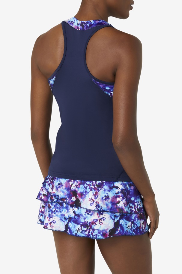 Pickleball Halter Tank Fila UK Navy Print/Navy