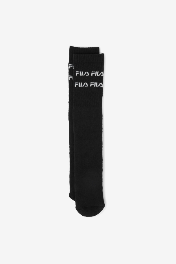 Black Fila UK Double Line Logo Knee High Sock