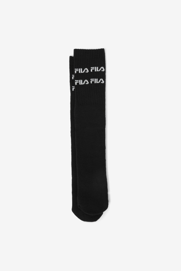 Black Fila UK Double Line Logo Knee High Sock