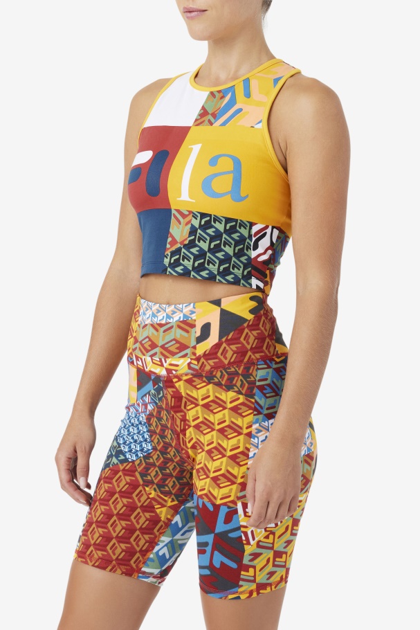 Yellow/White/Rhubarb/Ocean Zhuri Tank Fila UK
