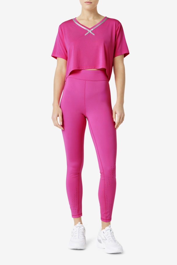Bright Pink Fi-Lux High-Low Crop Top Fila UK