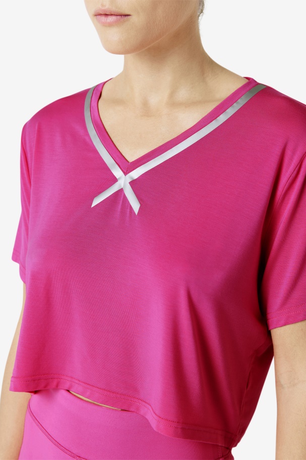 Bright Pink Fi-Lux High-Low Crop Top Fila UK