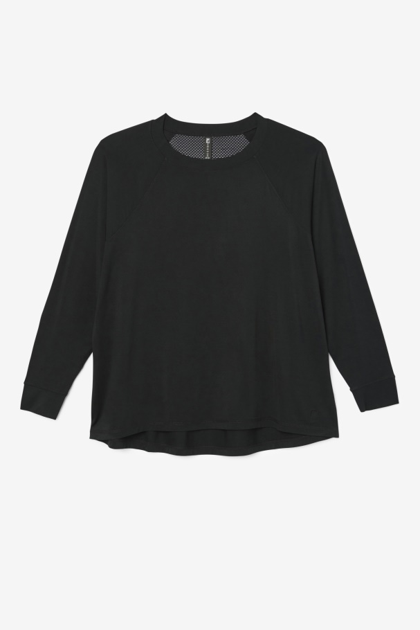 Fila UK Fi-Lux Mesh Back Long Sleeve Crew Black