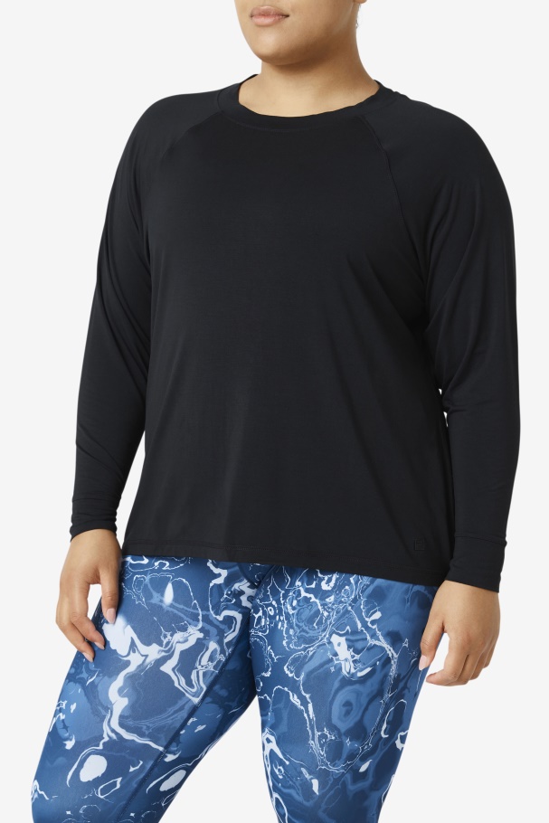 Fila UK Fi-Lux Mesh Back Long Sleeve Crew Black