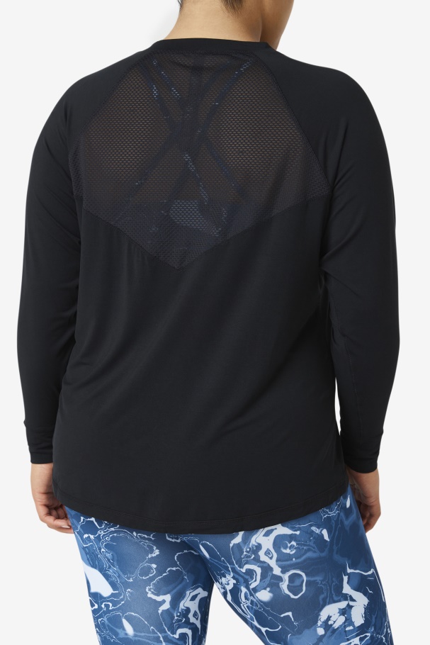 Fila UK Fi-Lux Mesh Back Long Sleeve Crew Black