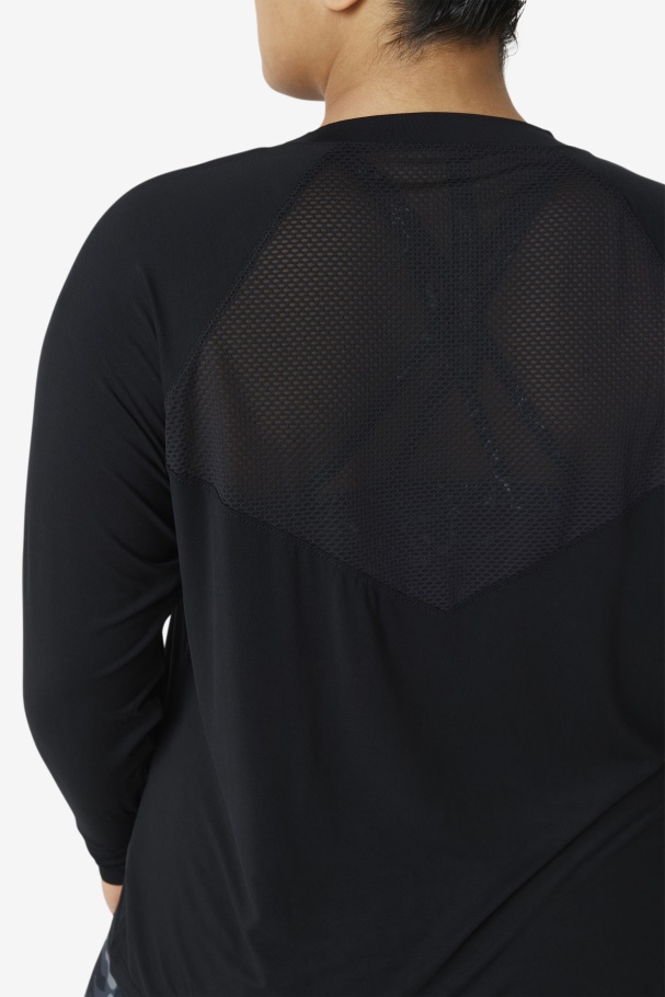 Fila UK Fi-Lux Mesh Back Long Sleeve Crew Black