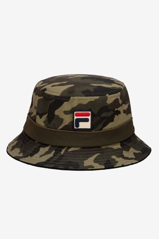 Army Green Camo Camo Bucket Hat Fila UK