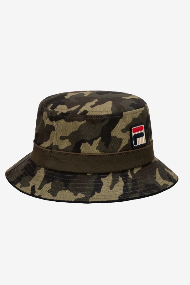 Army Green Camo Camo Bucket Hat Fila UK