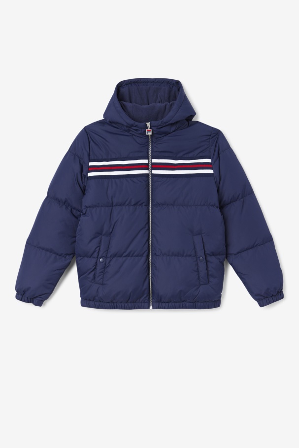 Navy/Red Fila UK Jake Puffer Jacket