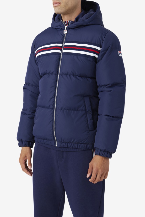 Navy/Red Fila UK Jake Puffer Jacket