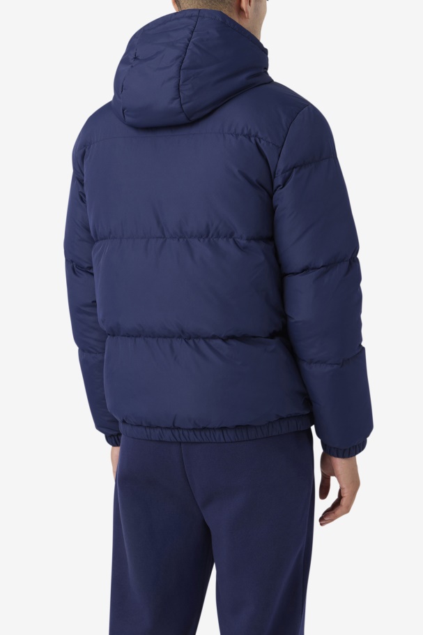 Navy/Red Fila UK Jake Puffer Jacket