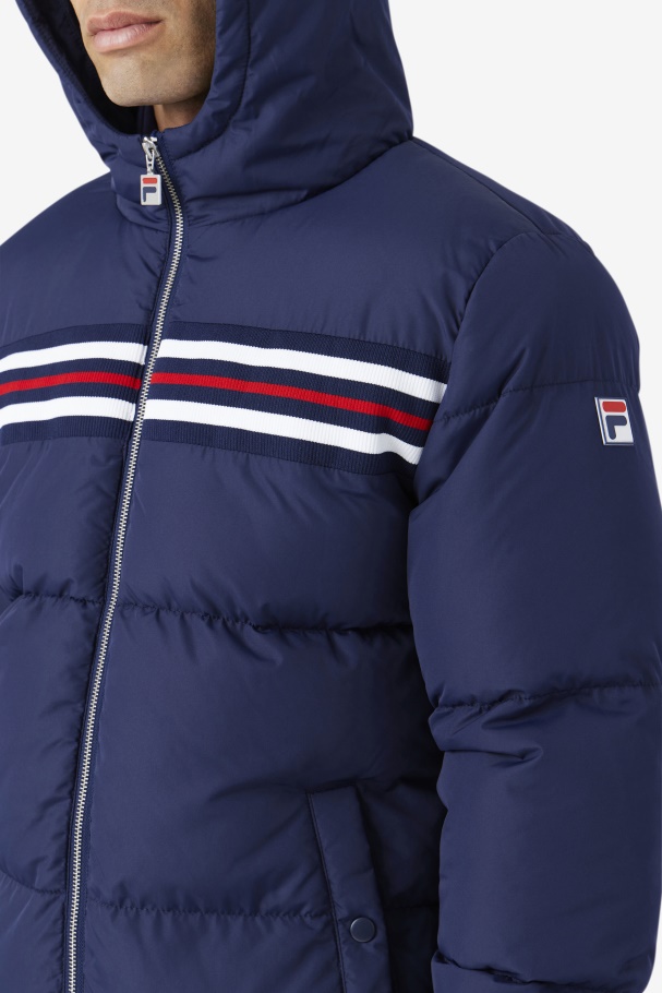 Navy/Red Fila UK Jake Puffer Jacket