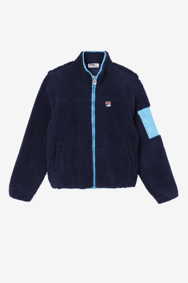 Yale Sherpa Jacket Fila UK Navy/Aquarius