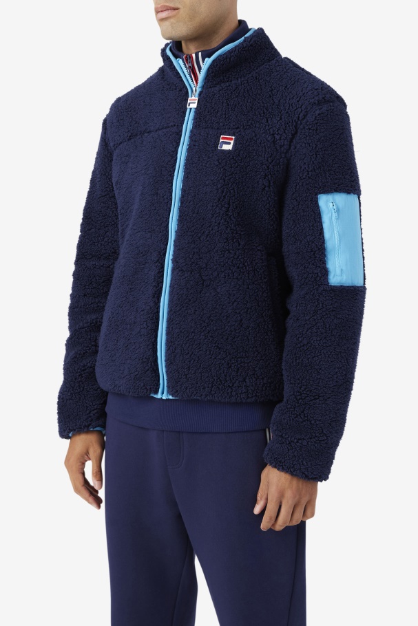 Yale Sherpa Jacket Fila UK Navy/Aquarius