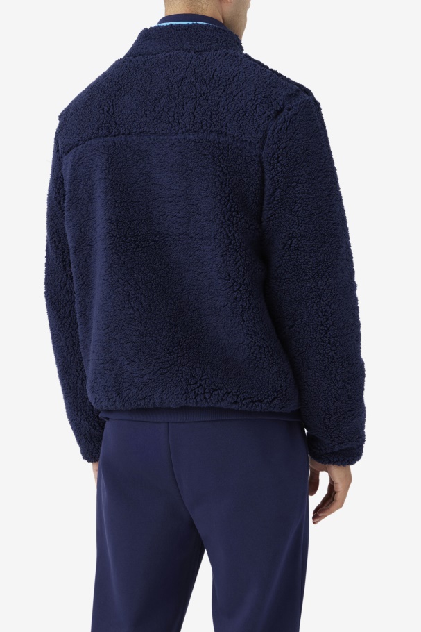 Yale Sherpa Jacket Fila UK Navy/Aquarius