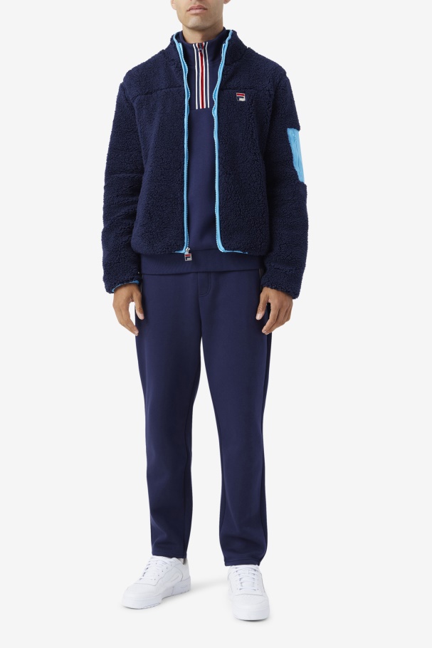 Yale Sherpa Jacket Fila UK Navy/Aquarius