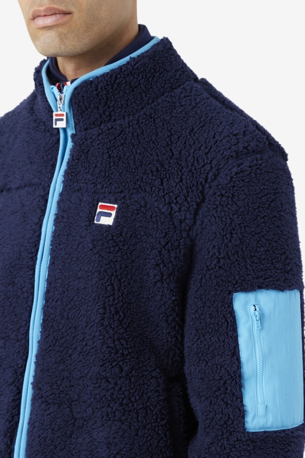 Yale Sherpa Jacket Fila UK Navy/Aquarius