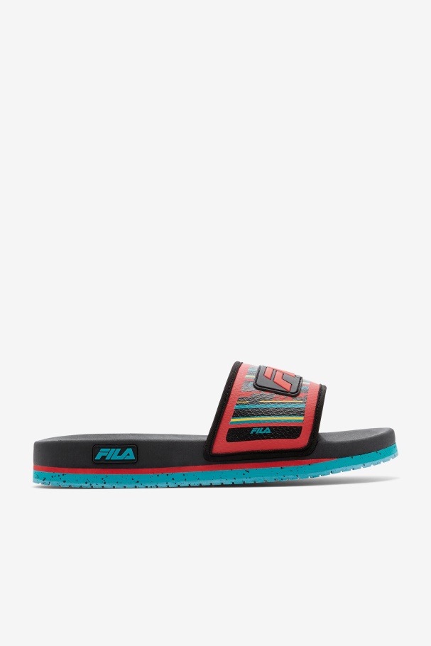 Fila UK Black/Capri Breeze/Red Men's Lunar Slide