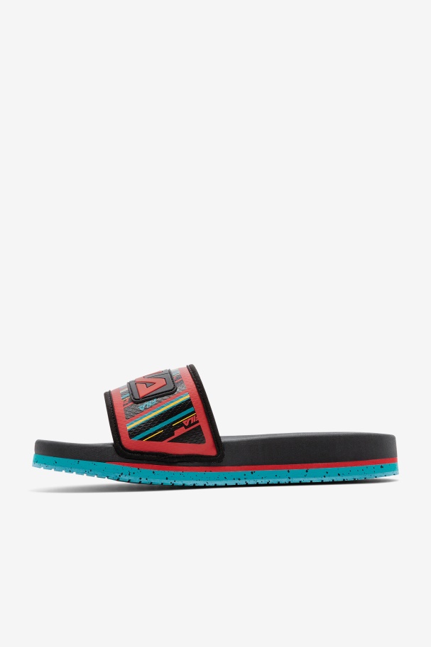 Fila UK Black/Capri Breeze/Red Men\'s Lunar Slide