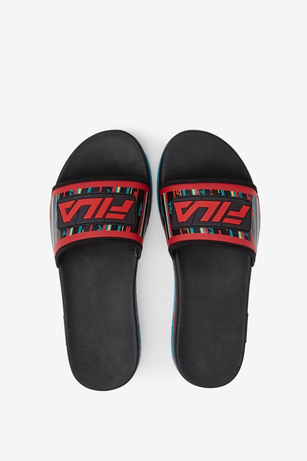 Fila UK Black/Capri Breeze/Red Men\'s Lunar Slide