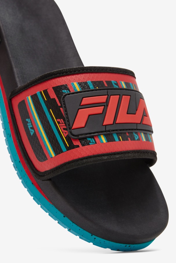 Fila UK Black/Capri Breeze/Red Men\'s Lunar Slide