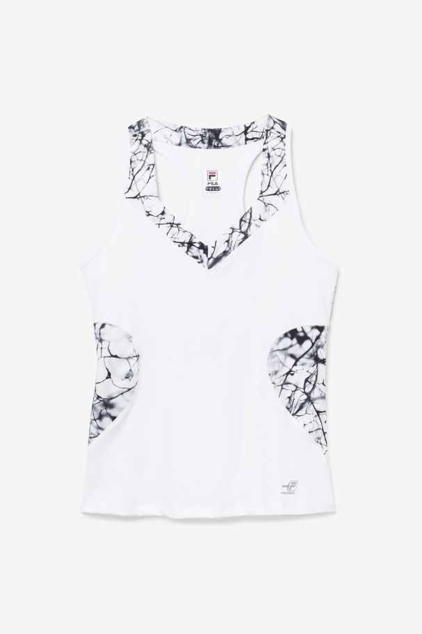 Fila UK Pickleball Halter Tank Marble Print/White