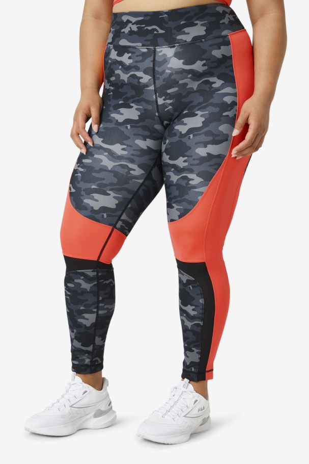 Forza Color Blocked Legging Fila UK Dark Camo/Hot Coral/Black