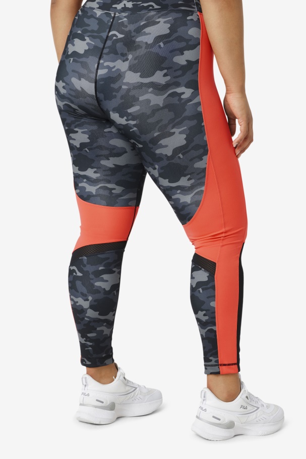 Forza Color Blocked Legging Fila UK Dark Camo/Hot Coral/Black