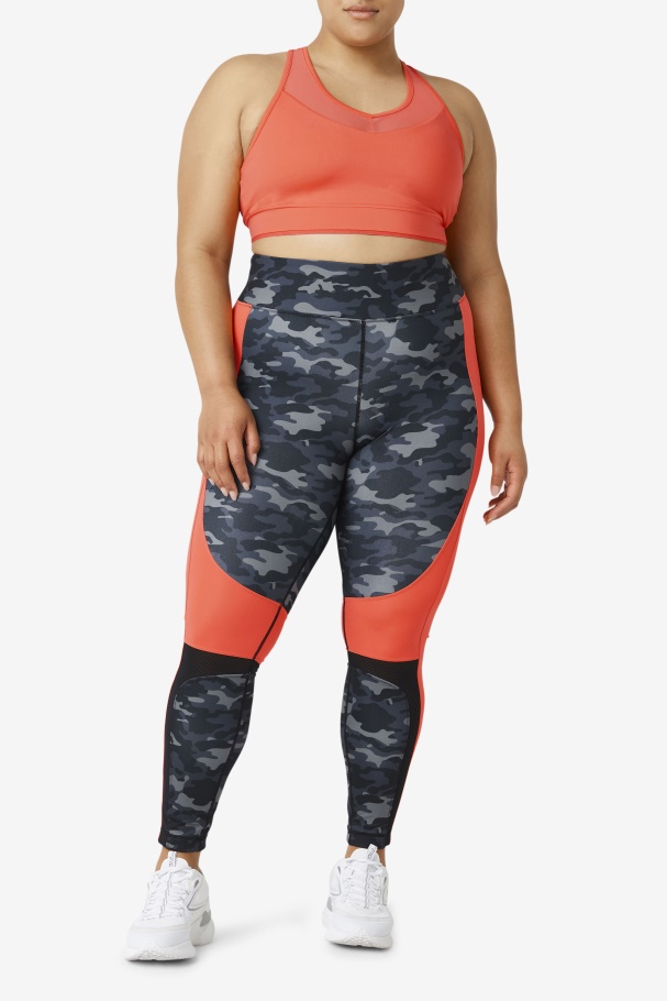 Forza Color Blocked Legging Fila UK Dark Camo/Hot Coral/Black