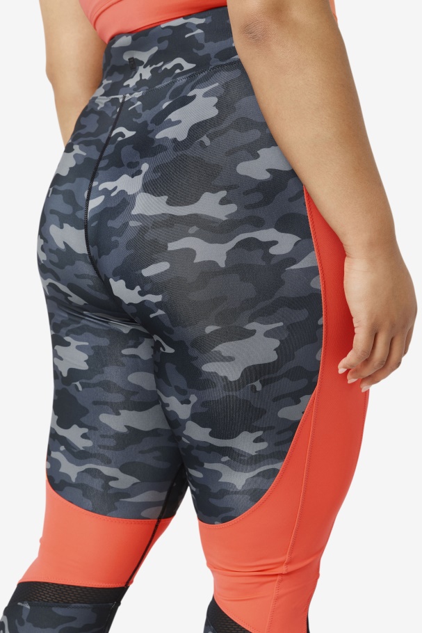 Forza Color Blocked Legging Fila UK Dark Camo/Hot Coral/Black