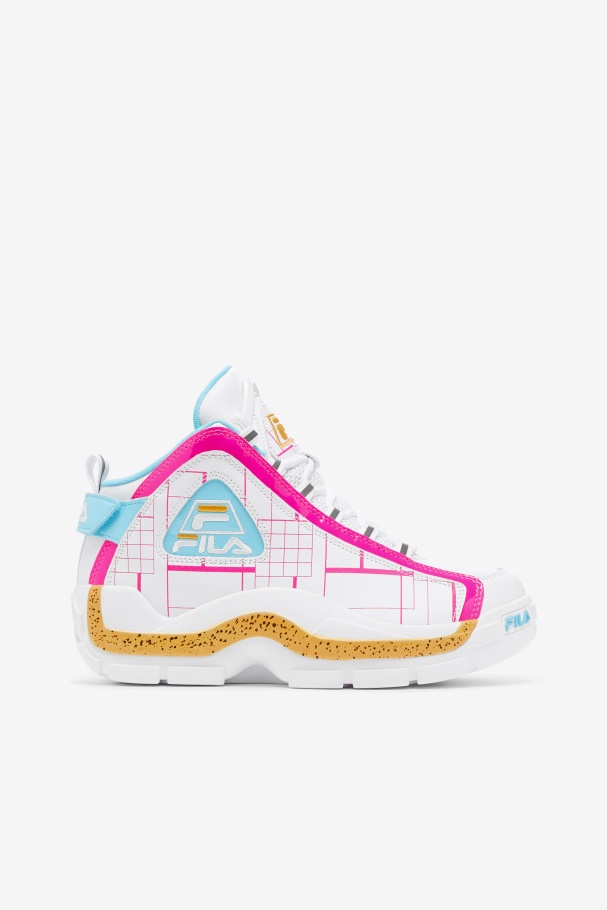 White/Pink Glo/Lemon Fila UK Women's Grant Hill 2