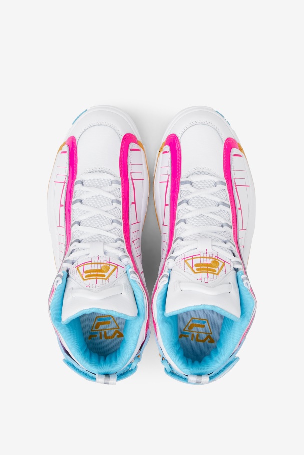 White/Pink Glo/Lemon Fila UK Women\'s Grant Hill 2