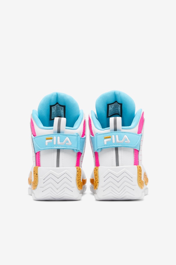 White/Pink Glo/Lemon Fila UK Women\'s Grant Hill 2