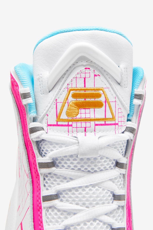 White/Pink Glo/Lemon Fila UK Women\'s Grant Hill 2