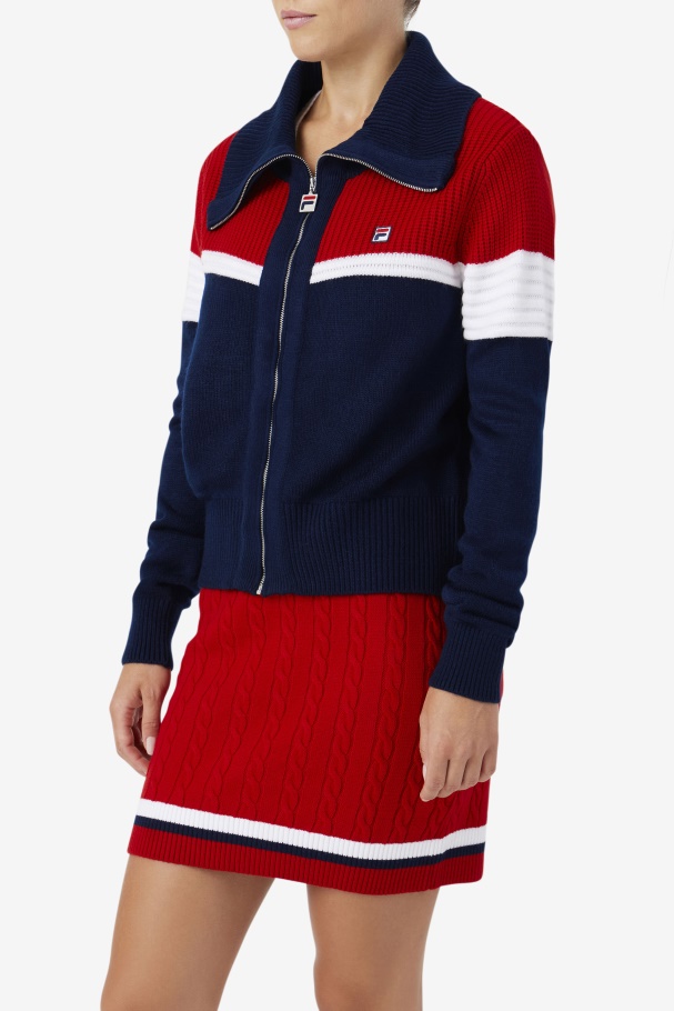 Navy/Red/White Fila UK Jill Cardigan
