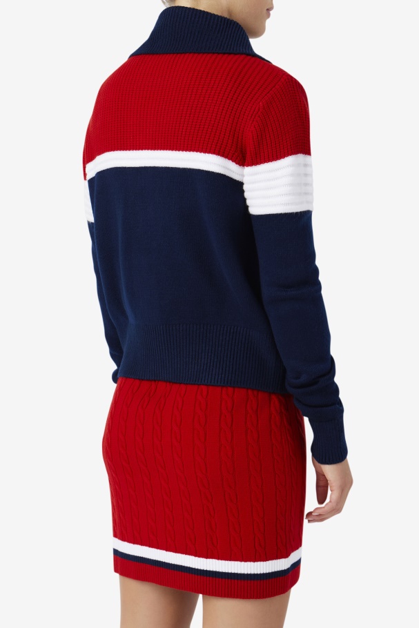 Navy/Red/White Fila UK Jill Cardigan