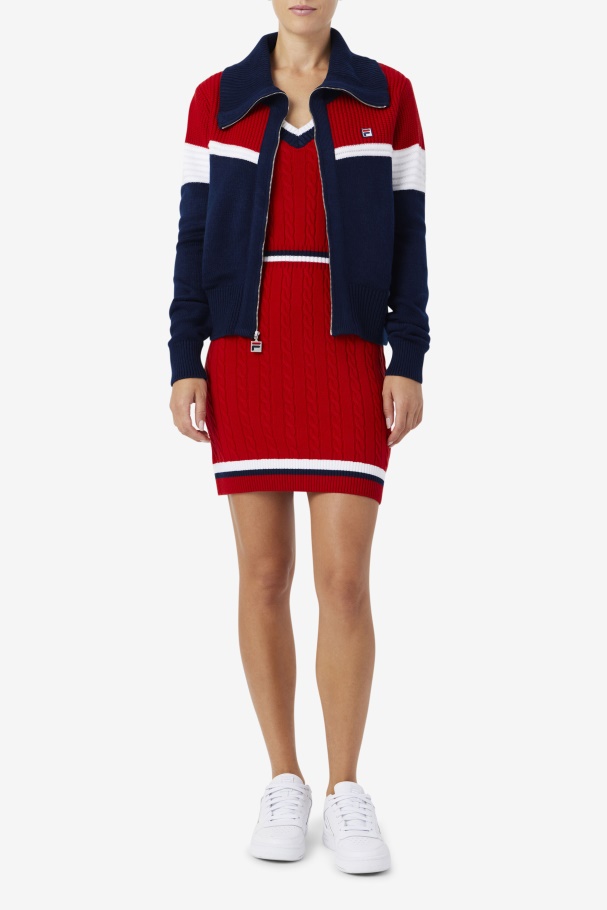Navy/Red/White Fila UK Jill Cardigan