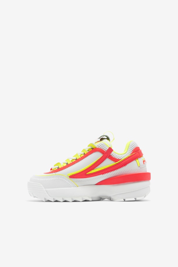 Fila UK White/Fiery Coral/Yellow Little Kids\' Disruptor 2 Exp